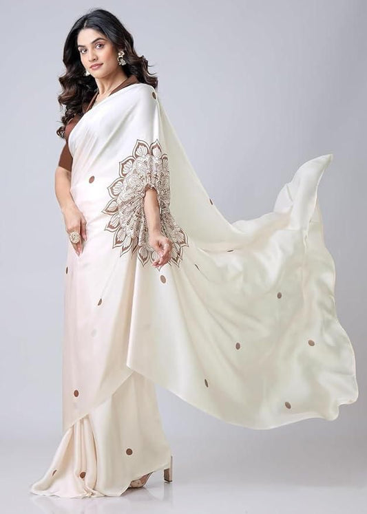 Printed Kaftan Saree With Unstitched Blouse